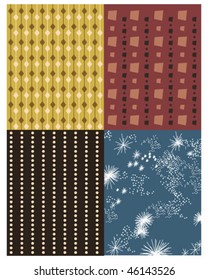 4 Vintage Retro Geometric Vector Patterns Fashion Wallpaper Mid Century