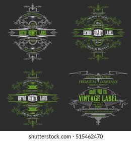 4 Vintage typographic labels premium - vector