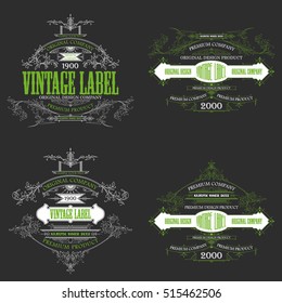 4 Vintage typographic labels premium - vector