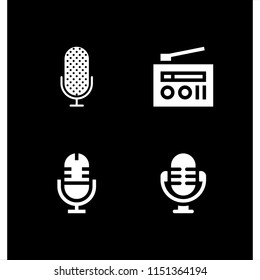 4 volume icons in vector set. microphone and radio illustration for web and graphic design