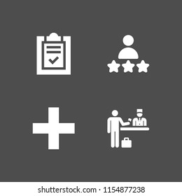 4 vote icons in vector set. rate, list, check in and cross mark illustration for web and graphic design