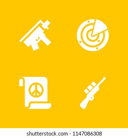 4 war icon set with peace treaty, radar and rifle vector illustration for graphic design and web