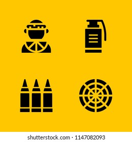 4 war icon set with radar, grenade and zulu vector illustration for graphic design and web