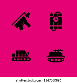 4 war icon set with shotgun, tank and dynamite vector illustration for graphic design and web