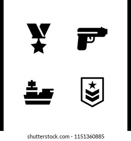 4 war icons in vector set. military and pistol illustration for web and graphic design