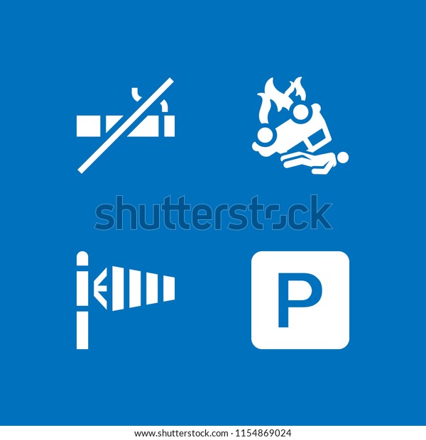 4
warning icons in vector set. accident, windsock, no smoking and
parking sign illustration for web and graphic
design