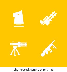 4 warrior icon set with knight and machine gun vector illustration for graphic design and web