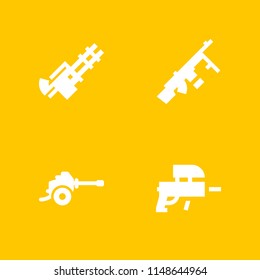 4 warrior icon set with paintball, weapons and machine gun vector illustration for graphic design and web