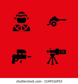 4 warrior icon set with paintball, machine gun and weapons vector illustration for graphic design and web