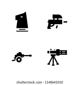 4 warrior icon set with weapons, knight and paintball vector illustration for graphic design and web