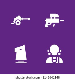 4 warrior icon set with weapons, massai and knight vector illustration for graphic design and web