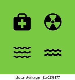 4 waste icons in vector set. ocean, radioactive and treatment illustration for web and graphic design