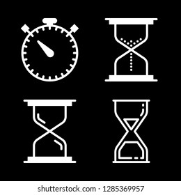 4 watch icons with hourglass and stopwatch in this set