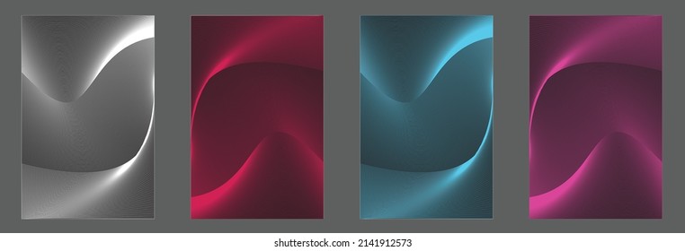 4 Wellenlinie, Farbhintergrund. Vektorgrafik. Datei EPS 8