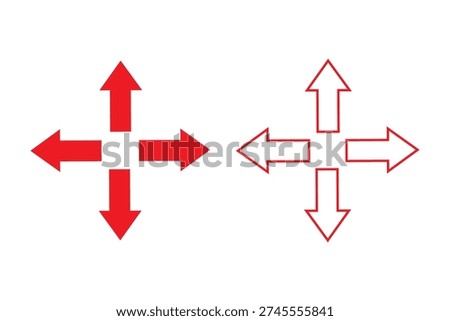 4 way arrow icon set. 4 way arrow icon on white Background.