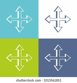 4 way arrows blue and green material minimal design logo vector sign symbol icon set