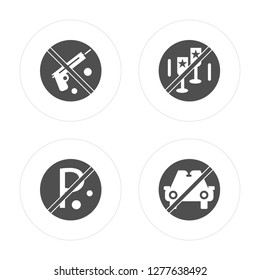 4 Weapons, Parking, Drinks, Car modern icons on round shapes, vector illustration, eps10, trendy icon set.