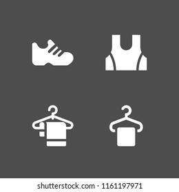 4 wear icons in vector set. shoe, sport wear and hanger illustration for web and graphic design