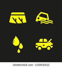 4 weather icons in vector set. drop, wiper, flood and damage illustration for web and graphic design