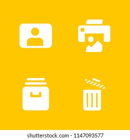 4 web icon set with trash, user and archive vector illustration for graphic design and web
