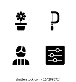 4 wedding icon set with settings, flower and indian vector illustration for graphic design and web