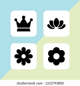 4 wedding icons in vector set. flower, floral and crown illustration for web and graphic design