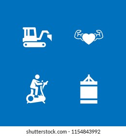 4 weight icons in vector set. gym, transport, muscular and exercise illustration for web and graphic design