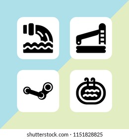 4 wet icons in vector set. swimming pool, steam, water and swim illustration for web and graphic design