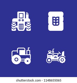 4 wheat icon set with tractor and wheat vector illustration for graphic design and web