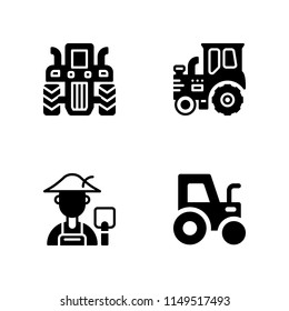 4 wheat icon set with tractor and farmer vector illustration for graphic design and web