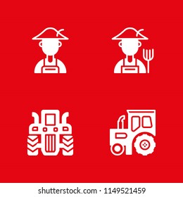 4 wheat icon set with tractor and farmer vector illustration for graphic design and web