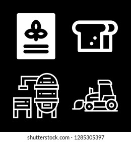 4 wheat icons with silo and tractor in this set