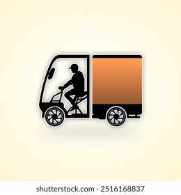 4 wheel cargo delivery bike silhouette illustration design