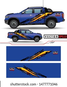 4 wheel drive truck and car graphic vector. abstract lines with blue background design for vehicle vinyl wrap