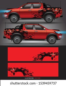 4 wheel drive truck and car graphic vector. abstract lines with black background design for vehicle vinyl wrap
