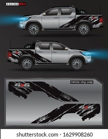 4 wheel drive truck and car graphic vector. abstract lines with black background design for vehicle vinyl wrap