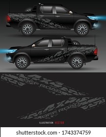 4 wheel drive truck and car graphic vector. abstract lines design for vehicle vinyl