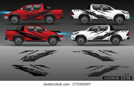 4 wheel drive truck and car graphic vector. abstract lines design for vehicle vinyl