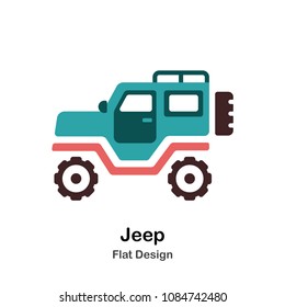 4 Wheels drive vehicle flat illustration