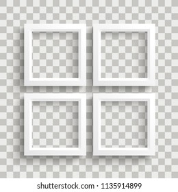 4 white frame on the checked background. Eps 10 vector file.