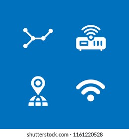 4 wifi icons in vector set. maps and location, router, wi fi and nodes illustration for web and graphic design