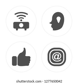 4 Wifi, Like, Head, At modern icons on round shapes, vector illustration, eps10, trendy icon set.