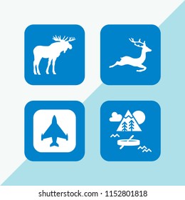 4 wilderness icons in vector set. moose, deer, forest illustration for web and graphic design