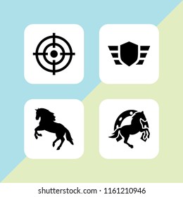 4 win icons in vector set. rank, target and horse illustration for web and graphic design