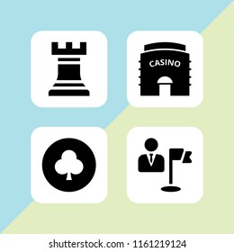 4 win icons in vector set. club chip, casino, chess and goal illustration for web and graphic design