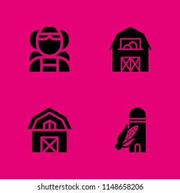 4 windmill icon set with barn and dutch vector illustration for graphic design and web
