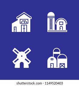 4 windmill icon set with barn and windmill vector illustration for graphic design and web