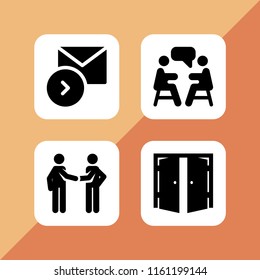 4 window icons in vector set. miscellaneous, meeting and entrance illustration for web and graphic design