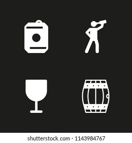 4 wine icon set with wine, drink and barrel vector illustration for graphic design and web