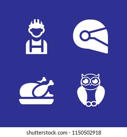 4 wing icons in vector set. chicken, bird and helmet illustration for web and graphic design